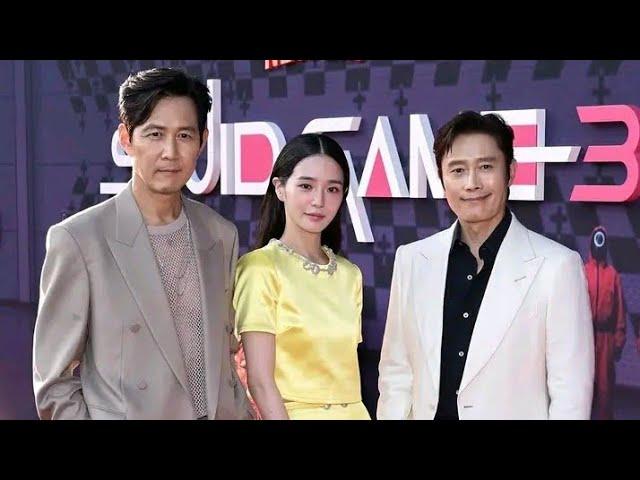 Lee Jung-Jae, Park Gyu-young, and Lee Byung-hun attend the UK premiere of the third  season