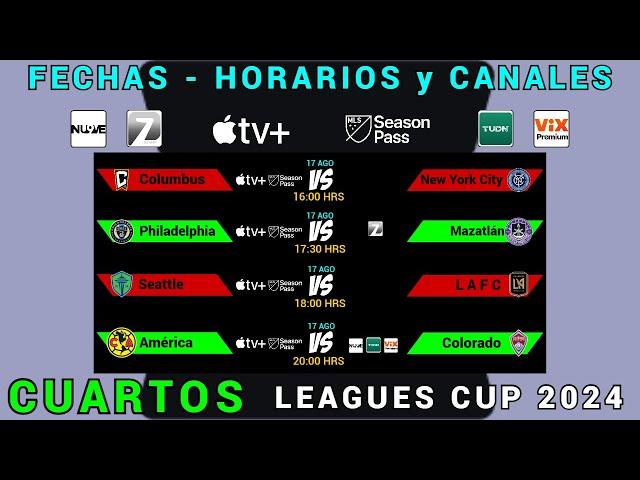 FECHAS, HORARIOS y CANALES CONFIRMADOS CUARTOS DE FINAL LEAGUES CUP 2024