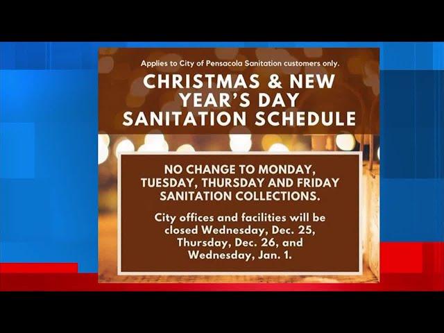 City of Pensacola announces holiday sanitation schedule