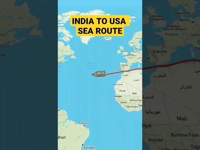 india to usa sea route #route #shorts #world #maps