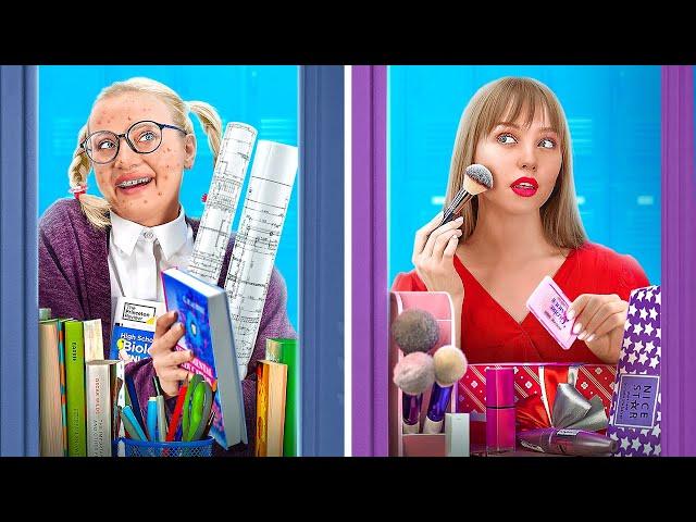 NERD GIRL VS POPULAR GIRL || Funny Life Situations by 123 GO!