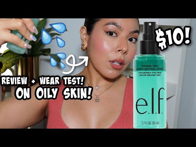 NEW! ELF COSMETICS POWER GRIP DEWY SETTING MISTOILY SKIN REVIEW + WEART TEST