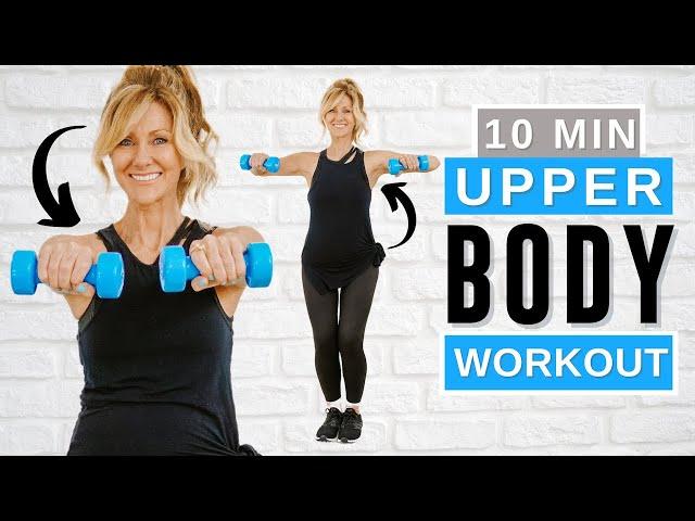 10 min Upper Body Workout With Dumbbells (Arms, Back, Chest) Slimming & Fat Burn!