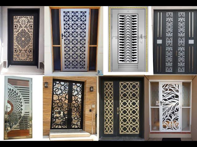 amazing  Metal and steel CNC laser cut main door design image11