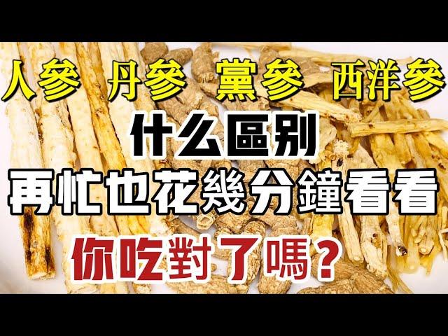 補藥有可能是「毒藥」！人參、丹參、黨參、西洋參功效各不同，不要進補不成反傷身！再忙也花幾分鐘看看，你吃對了嗎？