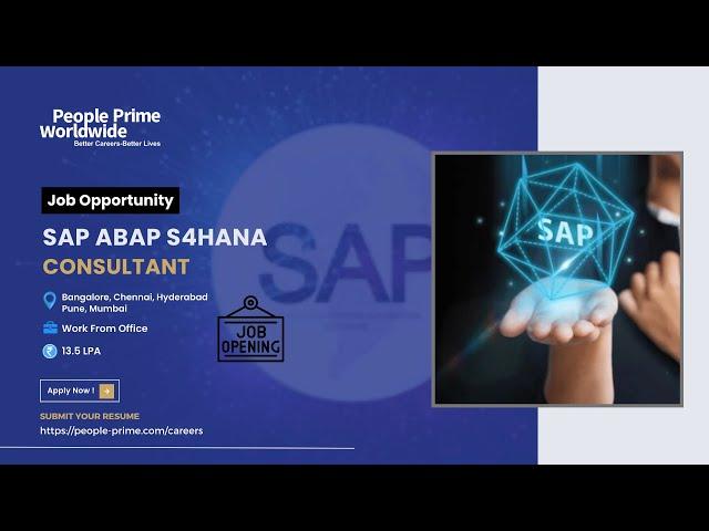 #sapjobs #openings : SAP ABAP S4HANA Consultant | People Prime Jobs