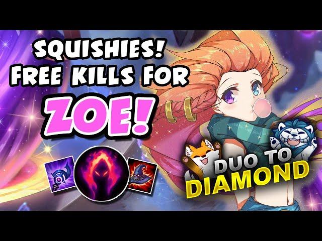 FREE KILLS FOR ZOE! SO MANY SQUISHIES! DUO TO DIAMOND - VICKSY | League of Legends