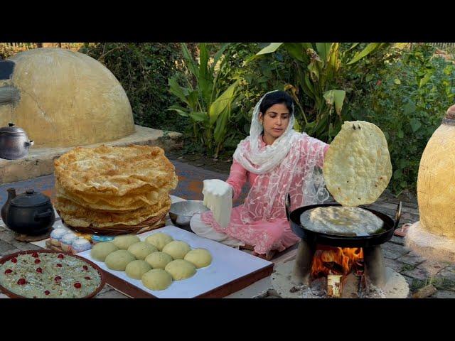 Making Elephant Ears : Giant Halwa Paratha an Occasional Village Folks Breakfast Recipe Il