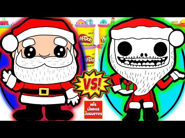 Huevos Sorpresa Gigantes de Papa Noel o Santa Claus VS Santa Jack de Plastilina Play Doh en Español