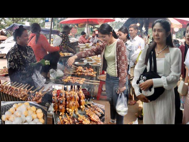 BEST Sunday STREET FOOD CHAMPION in Cambodian Countryside Market Vlogs Walk Tour 2024