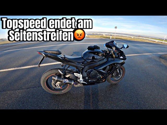 Gsxr 600 TopSpeed endet am Seitenstreifen 265KMH