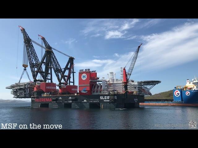 World's largest crane vessel Sleipnir at work in Norway