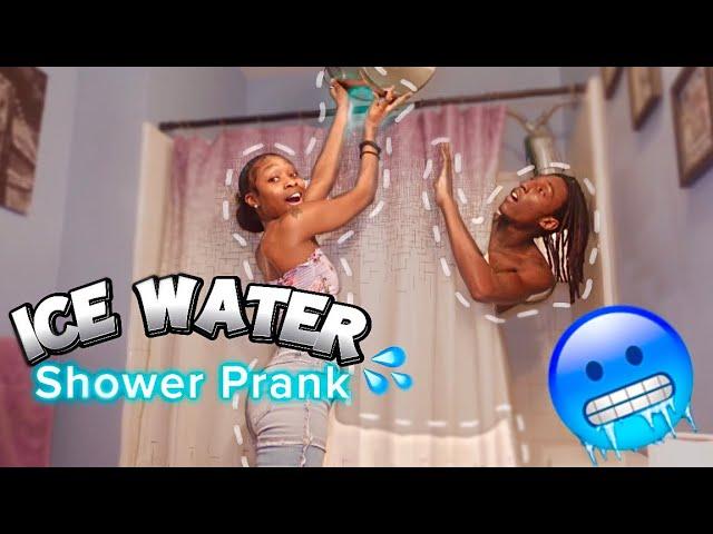 Ice water prank on BOYFRIEND while in the showerHE WAS MAD
