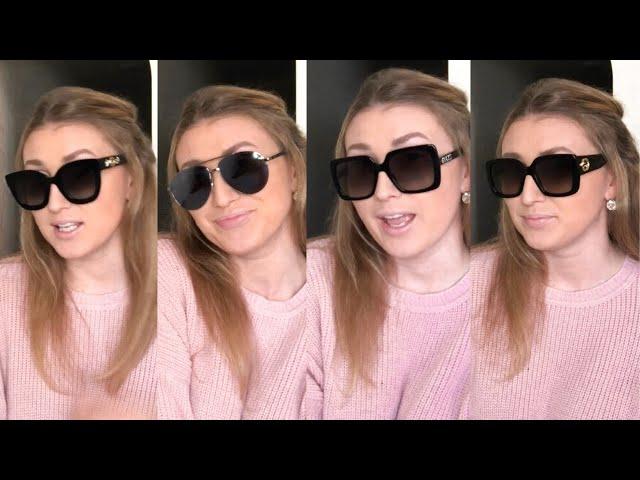 MY GUCCI SUNGLASSES COLLECTION REVIEW & TRY ON- Aviator, Round & Rectangular frame | Laine’s Reviews