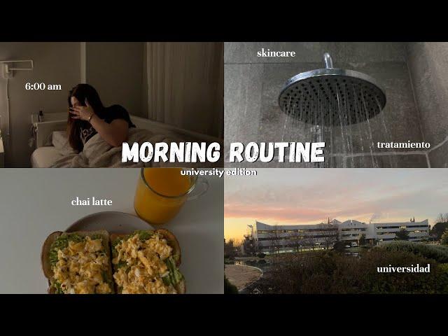 MORNING ROUTINE PARA LA UNIVERSIDAD (6 am)+ rutina  | organización, chai latte, skincare...