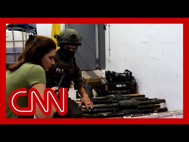 CNN tours Israeli military base filled with seized Hamas weapons