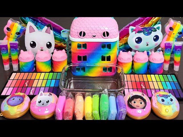 Rainbow Gabby's Dollhouse SlimeMixing Makeup,Parts,Glitter Into Slime. #ASMR#satisfying#slime