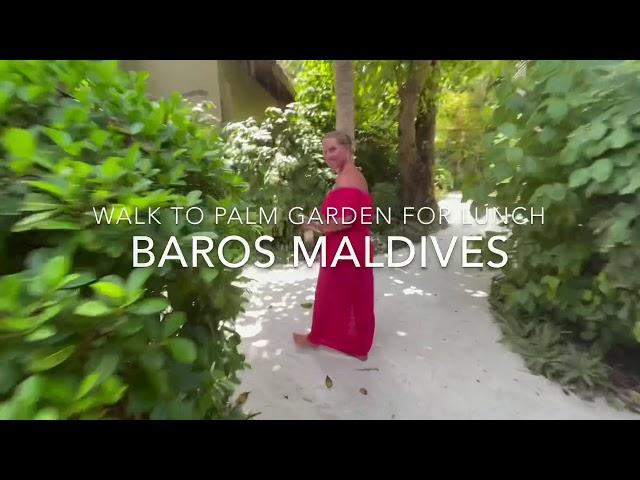 Walk for lunch to Palm Garden, Baros Maldives.