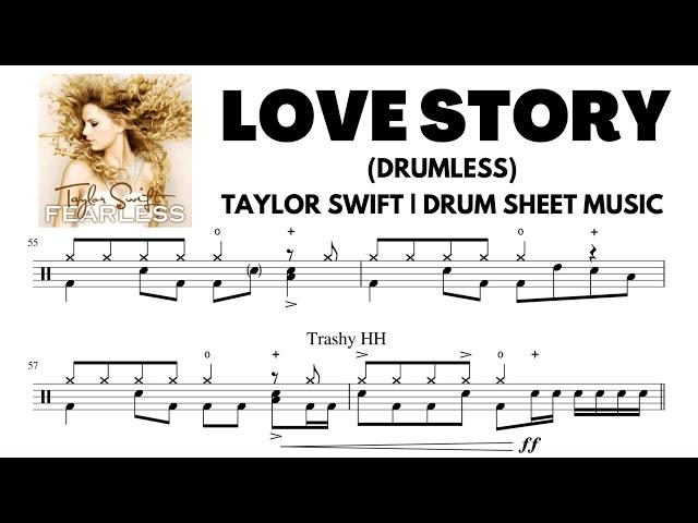 Love Story - Taylor Swift [Drumless track] - with Drum Sheet Music