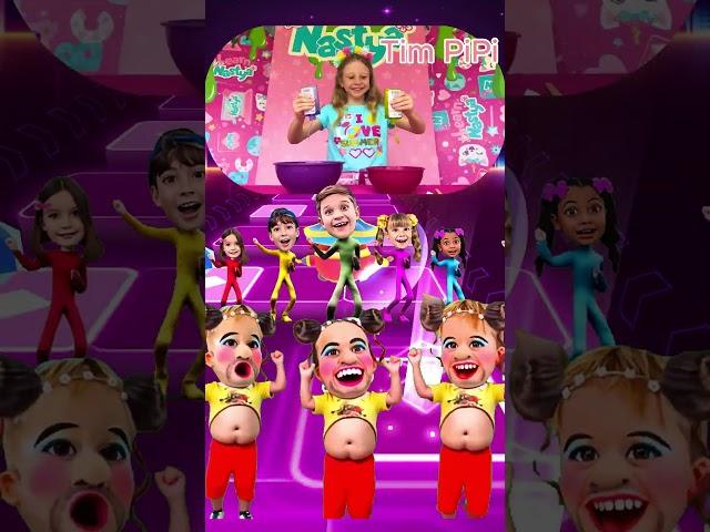 Nastya and Eva  - Dame Tu Cosita Coffin Dance Song Cover Tiles hop #shorts