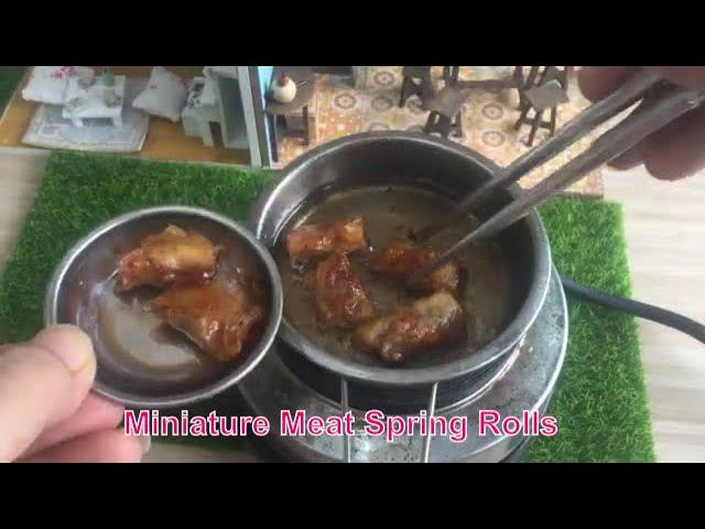 Miniature Meat Spring Rolls I Mini real cooking with The Miniature Cooking