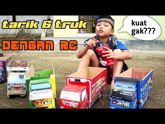 miniatur truk oleng dari kardus | coba Rc truk murah tarik 6 truk!!!