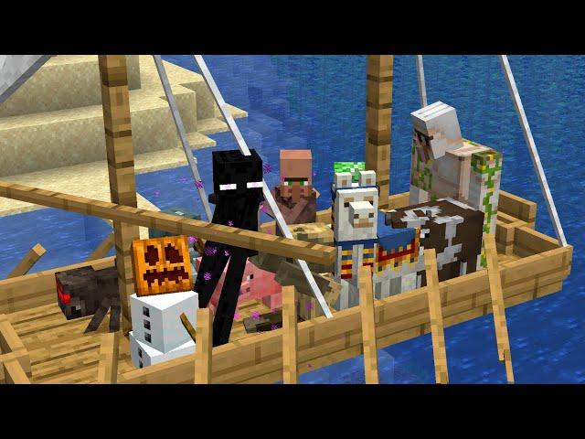 Minecraft all mobs in one Boat (Mod Download in Description)