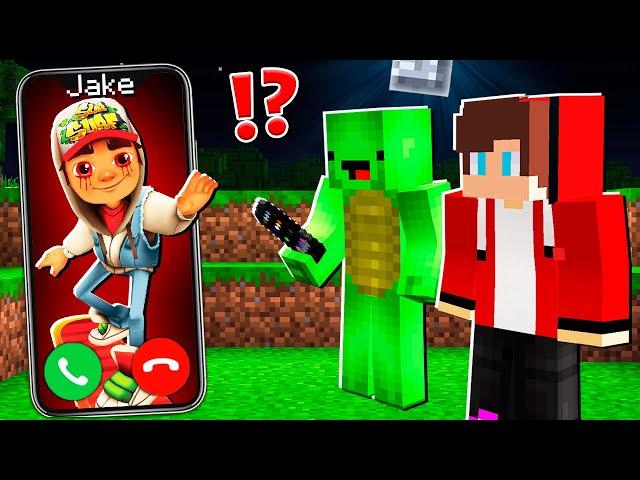 Why Creepy JAKE from Subway Surfers CALLING to JJ and MIKEY at Night ? - in Minecraft Maizen