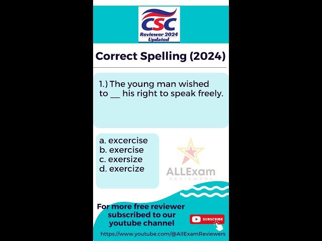 Correct Spelling 2024 : CSC Reviewer Updated