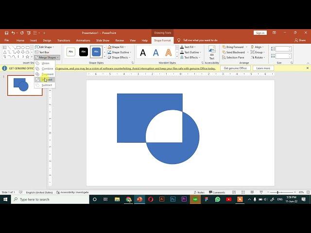 How to cut shape in powerpoint?