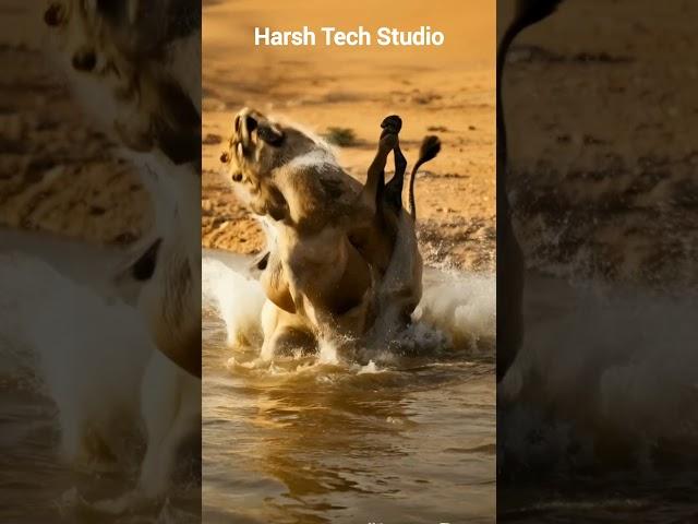 Lion vs camel #trending #wildlifeentertainment #wildanimals #animallife #animals #entertaininganimal