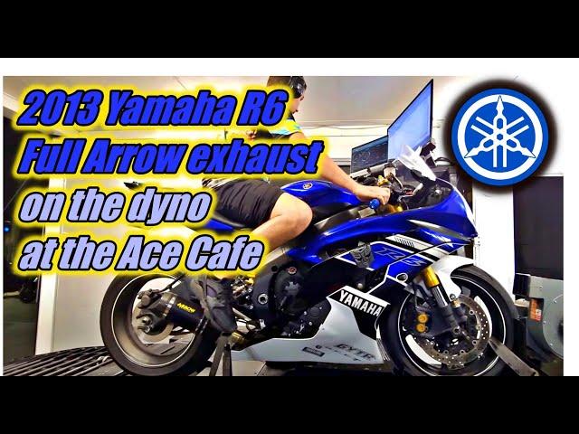 2013 Yamaha R6 Dyno Test with full Arrow exhaust at the Ace Cafe