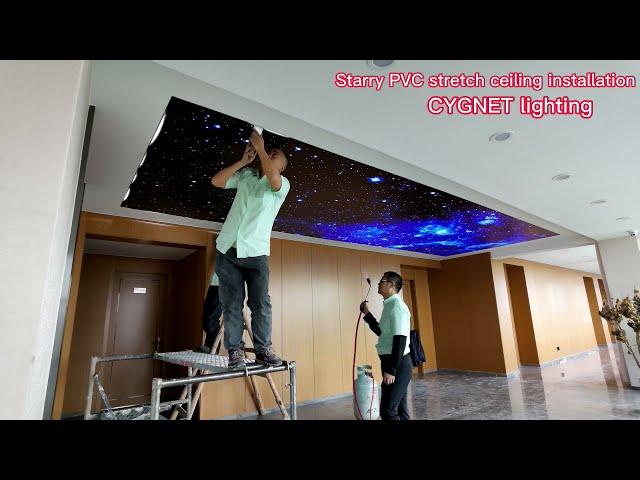 Starry sky PVC stretch ceiling installation