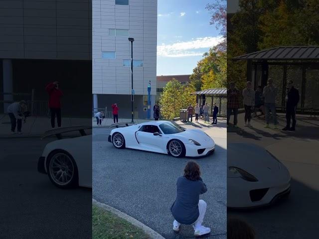 White Porsche 918 Spyder Weissach at Cars & Coffee