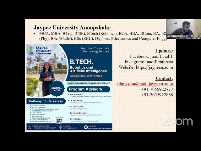 B.Tech Robotics and AI - Scope and Work with Scientist from France & Jaypee University