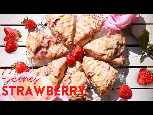 STRAWBERRY SCONES | Mother's Day Breakfast Ideas | Best Tea Time Snack | Delicious Glaze Recipe