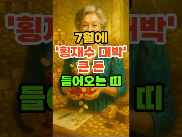 7월에 '횡재수 대박' 큰 돈 들어오는 띠. #재물운 #풍수 #운세 #띠별운세 #금전운