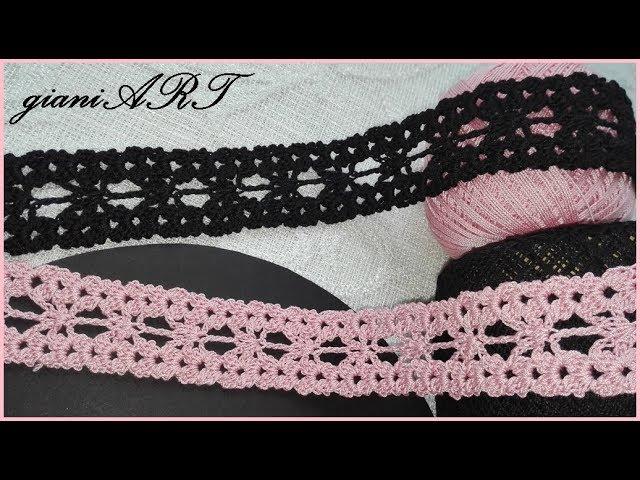 Crochet lace ribbon | Crochet lace tape pattern tutorial | Three Rows repeat