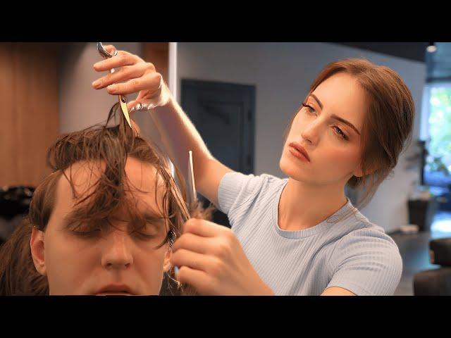 (ASMR) Long Hair Sharp Hands 40 Minutes Scissors Paradise by Beautiful Lady Barber Daria