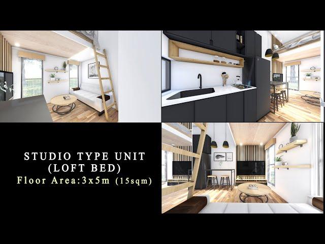 Project #13: (15 sqm) STUDIO TYPE  UNIT | 3X5m | LOFT BED | | SMALL HOUSE | 'INTERIOR DESIGN' |