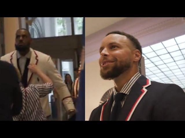 STEPH ROASTS LBJ! "LOOK AT BRON BRON! THINK HES COOL" FOR WEARING WHITE SUIT & REPPING IN RAIN!