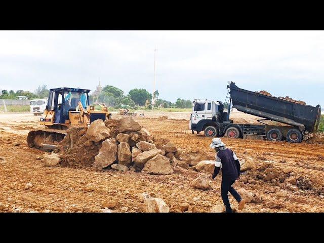 Extremely Bulldozer Pushing Dirt Building Road and Dump Truck Unloading Dirt | Awesome Machines