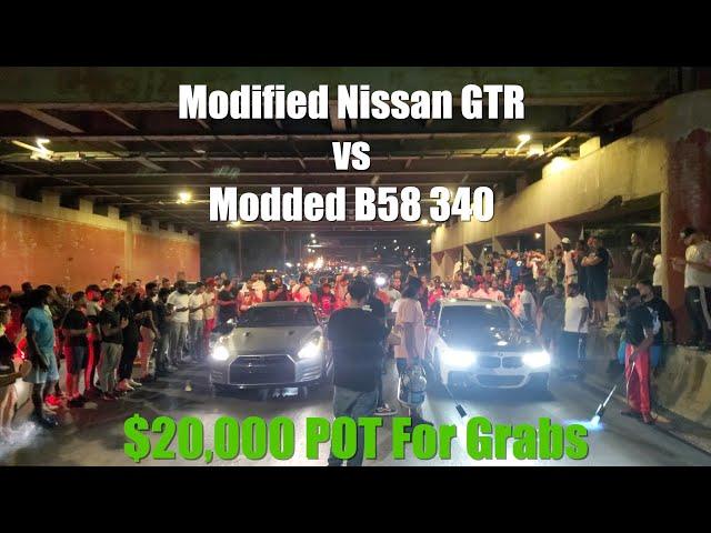 Godzilla GTR vs 1stock B58 340 BMW $20,000 On The Line!