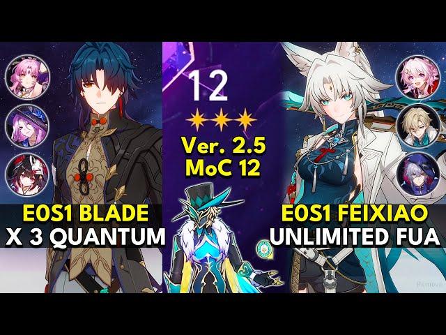 E0S1 Blade Triple Quantum & E0S1 Feixiao FUA |Memory of Chaos Floor 12 3 Stars Honkai: Star Rail 2.5