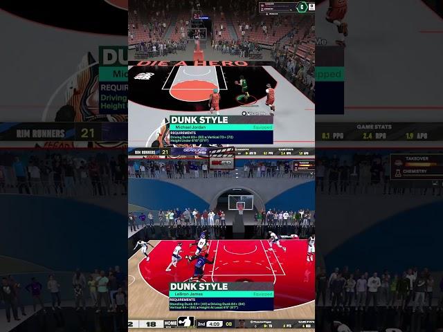 LeBron James vs. Michael Jordan Signature Dunk Package (NBA 2K25 Animation Comparison)