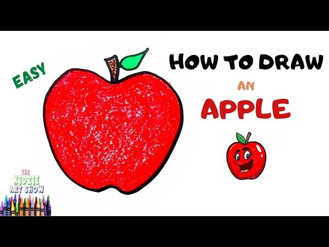 How to draw an Apple step by step easy for kids and beginners. Easy Apple drawing and coloring video