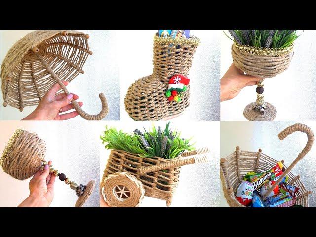 МНОГО поделок ИЗ ДЖУТА своими руками / 4 Jute craft ideas