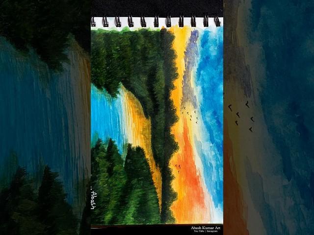 I paint it within 1 hour  | Easy Scenery Painting  | #painting #art #shorts