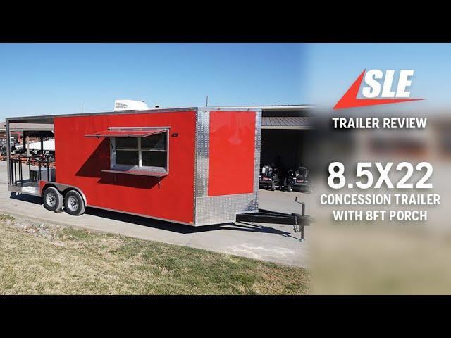 8.5x22 Red Concession Trailer with 8ft Porch | #foodtrailer #concession  #sleequipment