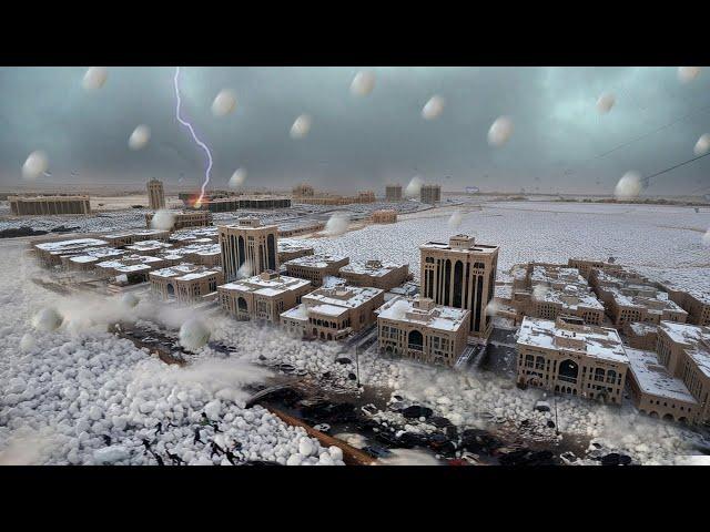 Today in Saudi Arabia! Millions of ice balls and storms turn the desert into frozen